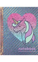 Notebook: Glitter Unicorn Notebook/Unicorn Journal/ Unicorn Notebook for Girls