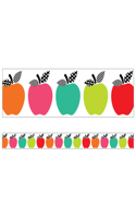 Black, White & Stylish Brights Apples Straight Bulletin Board Borders