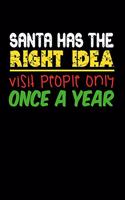 Santa Has The Right Idea Visit People Only Once A Year: Hilarious Christmas Notebook and Journal to Spread Holiday Cheer. Great for Writing and Journaling.