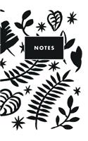 Notes: Black and White Tropical Plants Palm Beach Paperback Journal / Diary / Notebook with 100 Lined, Cream-colored Pages for Writing Notes and Hand-Paint