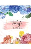 Vicky's Planner: Monthly Planner 3 Years January - December 2020-2022 - Monthly View - Calendar Views Floral Cover - Sunday start