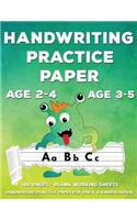 Handwriting Practice Paper: Cute Monsters Handwriting Workbook For Pre K, Kindergarten and Kids (Age 2-4, 3-5) - Handwriting Printing Workbook - Lined Paper Handwriting Practic
