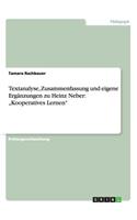 Textanalyse, Zusammenfassung und eigene Ergänzungen zu Heinz Neber: "Kooperatives Lernen"