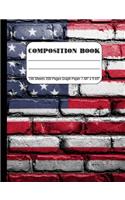 Composition Book Graph Paper: Quad Rule (4x4) Graph Paper, Four Squares per Inch Journal Notebook for Math, Science, School, Home or Work, American Flag on Bricks