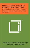 Italian Scholarship in Renaissance England