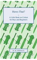 Hows That? - A Little Book on Cricket for Boys and Beginners