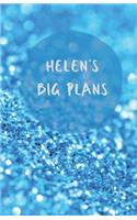 Helen's Big Plans - Notebook/Journal/Diary/Planner/To do - Personalised Girl/Women's Gift - Ideal Present - 100 lined pages (Blue glitter)