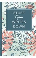 Stuff Noa Writes Down: Personalized Journal / Notebook (6 x 9 inch) STUNNING Tropical Teal and Blush Pink Pattern