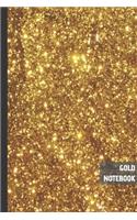 Gold Notebook: Gold Glitters Shining College Ruled Journal (6x9" 100+ Pages)