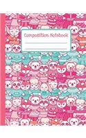 Composition Notebook: Kawaii Animals - 110 Wide-Ruled Pages - Standard Composition Book Size - Fun Back to School Supplies