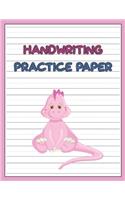 Handwriting Practice Paper: Blank Paper Notebook with Dotted Lined Sheets for K-3 Students Handwriting Workbook 100 Pages 8.5x11 Inch Cute Pink Dinosaur Cover