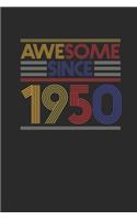 Awesome Since 1950: Graph Paper Notebook / Journal (6" X 9" - 5 Squares per inch - 120 Pages) - Birthday Gift Idea