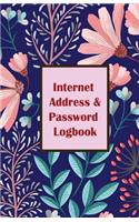 Internet Address & Password Logbook: Flower on Dark Blue Cover Extra Size (5.5 x 8.5) inches, 110 pages