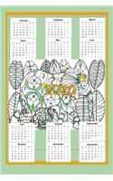 Jungle Doodle Coloring Calendar Planner (6x9)