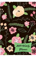 2019 Weekly Planner: Spring Flowers on Black