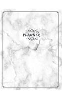 Planner: White Marble Cover, Undated Thirteen Months Life Productivity Scheduler Planner, 8.5" x 11" with Monthly Habit Tracker