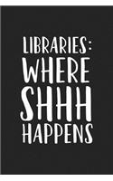 Libraries Where Shhh Happens: A 6x9 Inch Matte Softcover Journal Notebook with 120 Blank Lined Pages and a Funny Book Loving Cover Slogan