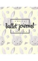 Bullet Journal Dotted Grid Dated Notebook, Cute Rabbit Bunny Pattern in Yellow Grey Cover: Large Quarterly Bullet Journal Blank Pages with Number, 150p, 8x10