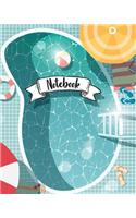 Notebook: Summer Pool: 2 inside patterns Notebook: Lined 60 pages and Blank No Lined 60 pages, Total 120 pages (8" x 10"), Notebook Journal Diary