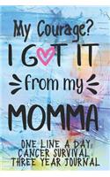 My Courage I Got It From My Momma Cancer Survival One Line A Day Three Year Journal: Easy To Stick With It. Just Write One Line A Day To Log, Document, Inspire CQS.0381
