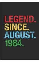 Legend Since August 1984: Small Lined Notebook (6 X 9 -120 Pages) for 35th Birthday Gift Idea for Women and Men