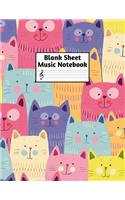 Blank Sheet Music Notebook: Easy Blank Staff Manuscript Book Large 8.5 X 11 Inches Musician Paper Wide 12 Staves Per Page for Piano, Flute, Violin, Guitar, Trumpet, Drums, Cell