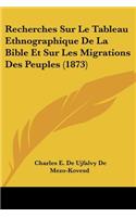 Recherches Sur Le Tableau Ethnographique De La Bible Et Sur Les Migrations Des Peuples (1873)