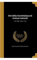 Atti Della Societtaliana Di Scienze Naturali; V.33, 1890 Index V.1-30