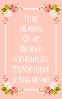 9 Years of Being Awesome: 6x9" Lined Floral Notebook/Journal 9th Birthday Gift Idea. Funny Card Alternative