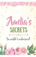 Amelia's Secrets personalized name notebook for girls and women: Personalized Name Journal Writing Notebook For Girls, women, girlfriend, sister, mother, niece or a friend, 150 pages, 6X9, Soft cover, Glossy finis