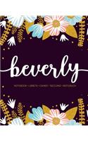 Beverly: Notebook - Libreta - Cahier - Taccuino - Notizbuch: 110 pages paginas seiten pagine: Modern Florals First Name Notebook in Light Pink, Baby Blue & M