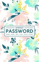 Internet Password Logbook - Journal - Libreta - Cahier - Taccuino - Notizbuch: 100 Page Password Book to Track & Organize Your Computer Logins, Internet Addresses & Usernames: Mint Watercolor Flowers 133-2