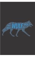 Wulf: Notebook, Journal - Lined Paper - 120 Pages DIN A5 (6 x 9") - Notes, Drawings, Planer, Diary, Organization - Word Cloud Present