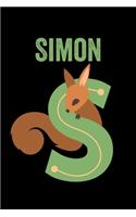 Simon: Animals Coloring Book for Kids, Weekly Planner, and Lined Journal Animal Coloring Pages. Personalized Custom Name Initial Alphabet Christmas or Birt