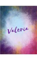 Valeria: Valeria sketchbook journal blank book. Large 8.5 x 11 Attractive watercolor texture purple pink orange & blue tones. arty stylish pretty journal for