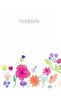Notebook, Large, 8.5 X 11, Ruled + Grid Notes, Floral Cover Theme