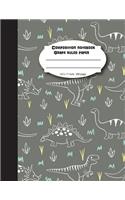 Composition notebook graph ruled paper 8.5 x 11" 200 page 4x4 grid per inch, cute grey dinosaur pattern: Large composition book journal for school student/teacher/office