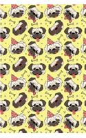 Bullet Journal Notebook Funny Pugs Pattern 2: 112 Page Numbered Graph Style Grid Bullet Journal with Index Pages and Key Pages in Portable 6 X 9 Size.