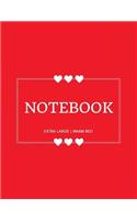Notebook Extra Large: Warm Red: Notebook 8.5 X 11: Notebook 400 Pages