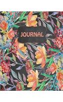 Chalkboard Bullet Dot Grid Journal - Watercolor Flowers (Orange)