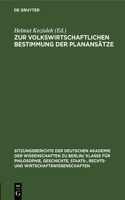 Zur Volkswirtschaftlichen Bestimmung Der Planansätze