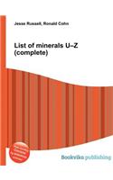 List of Minerals U-Z (Complete): (English)