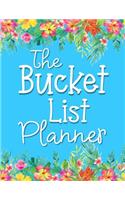 The Bucket List PLanner: Tropical Planner Activity book to record travel, experiences, and goals for lifetime dreams. Writing prompts like What do I want to do