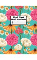 Blank Sheet Music Notebook: Easy Blank Staff Manuscript Book Large 8.5 X 11 Inches Musician Paper Wide 12 Staves Per Page for Piano, Flute, Violin, Guitar, Trumpet, Drums, Cell