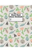 Blank Sheet Music Notebook: Easy Blank Staff Manuscript Book Large 8.5 X 11 Inches Musician Paper Wide 12 Staves Per Page for Piano, Flute, Violin, Guitar, Trumpet, Drums, Cell