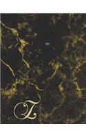 Z: College Ruled Monogrammed Gold Black Marble Large Notebook(26 Journal with Initial)