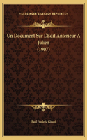 Un Document Sur L'Edit Anterieur A Julien (1907)