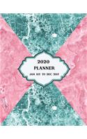 2020 Planner Weekly and Monthly Marble Triangles Pink Green