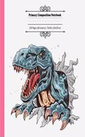 Primary Composition Notebook: Angry dinosaur journal with draw and write space for little princess girl and boys. Dotted midline, half blank and with picture space book, grades k