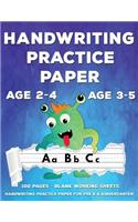 Handwriting Practice Paper: Cute Monsters Handwriting Workbook For Pre K, Kindergarten and Kids (Age 2-4, 3-5) - Handwriting Printing Workbook - Lined Paper Handwriting Practic